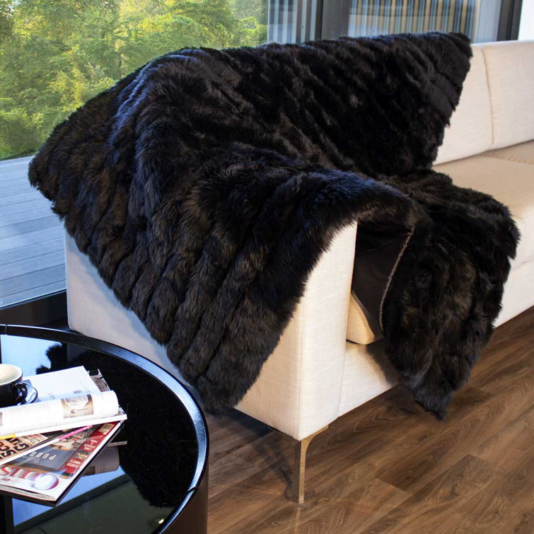 Bowron Sheepskin Black Area Rug Wayfair.co.uk